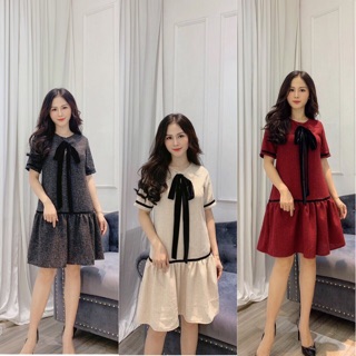 Váy dạ cổ nơ