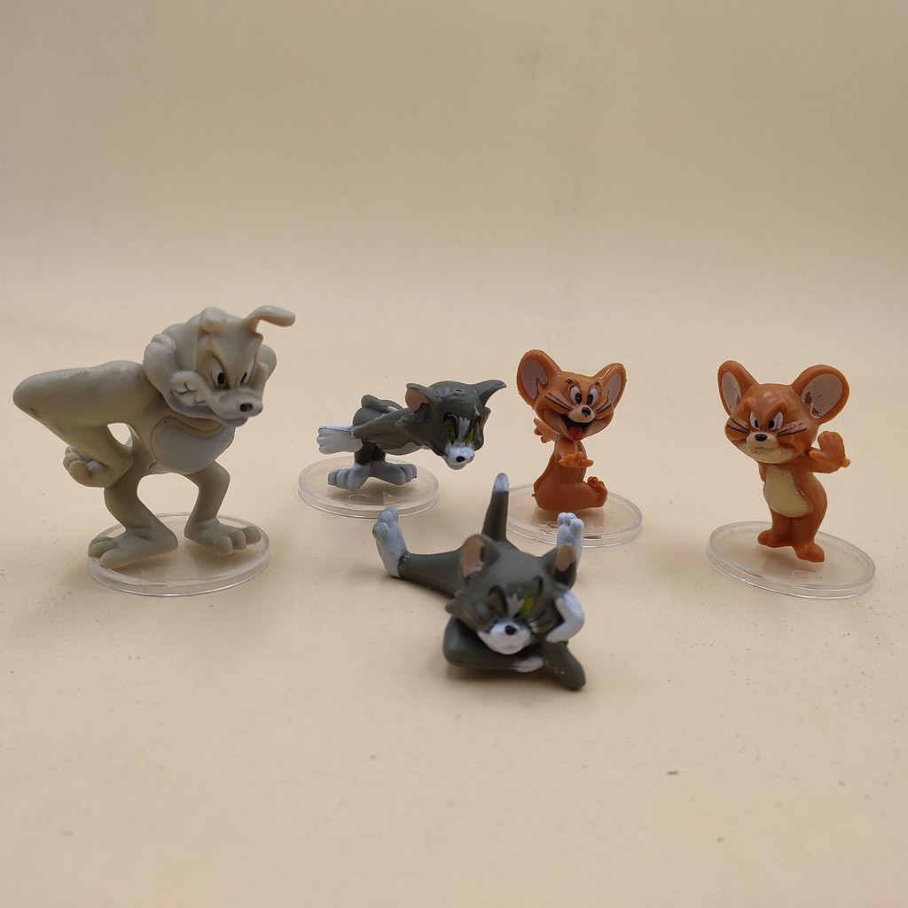 Set 5 nhân vật hoạt hình Tom và Jerry nhựa đặc PVC trang trí bàn làm việc, trưng bày, làm đồ chơi