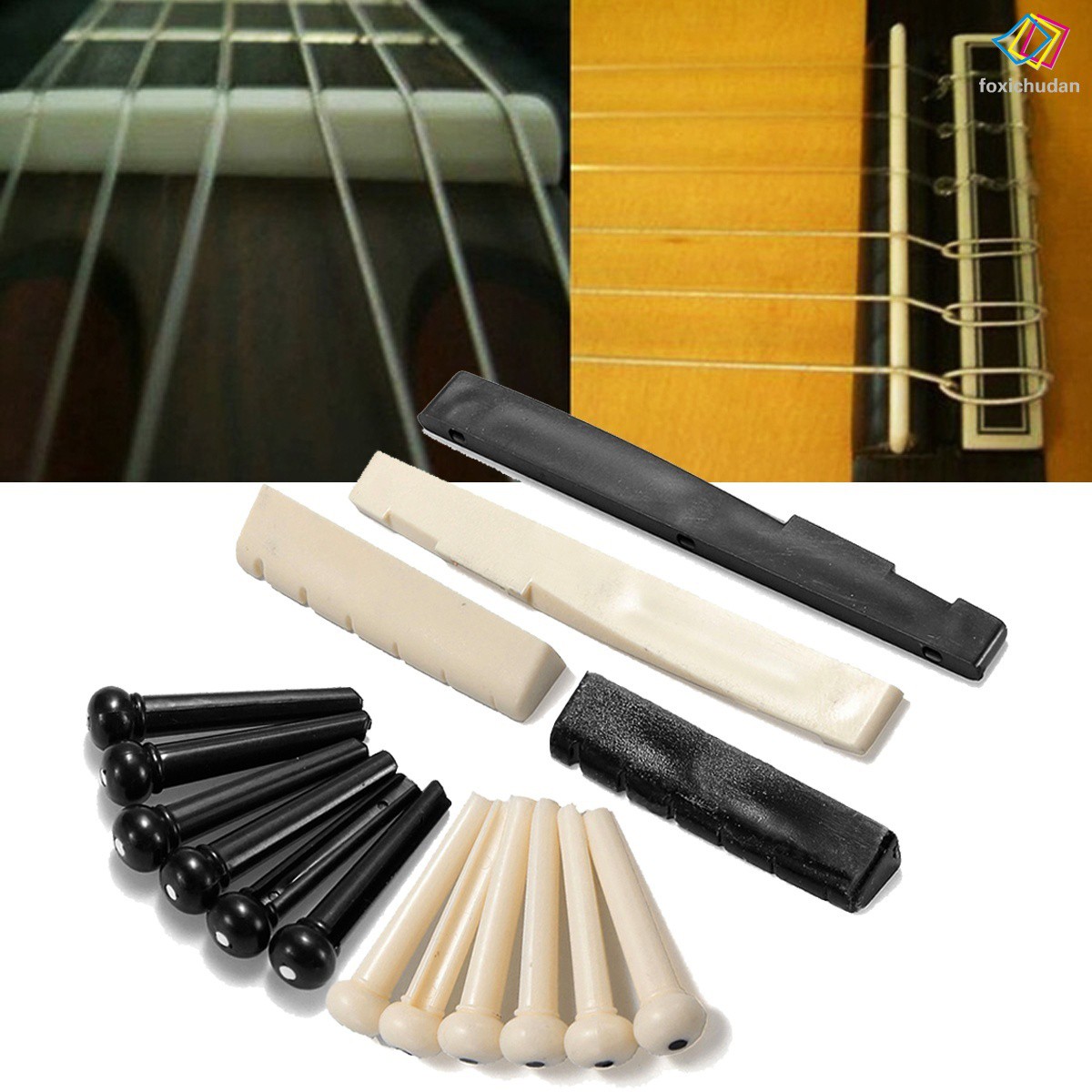 Phụ Kiện Đàn Ghi Ta 1 Bộ - 6 Chốt + 1 Lược Đàn Guitar