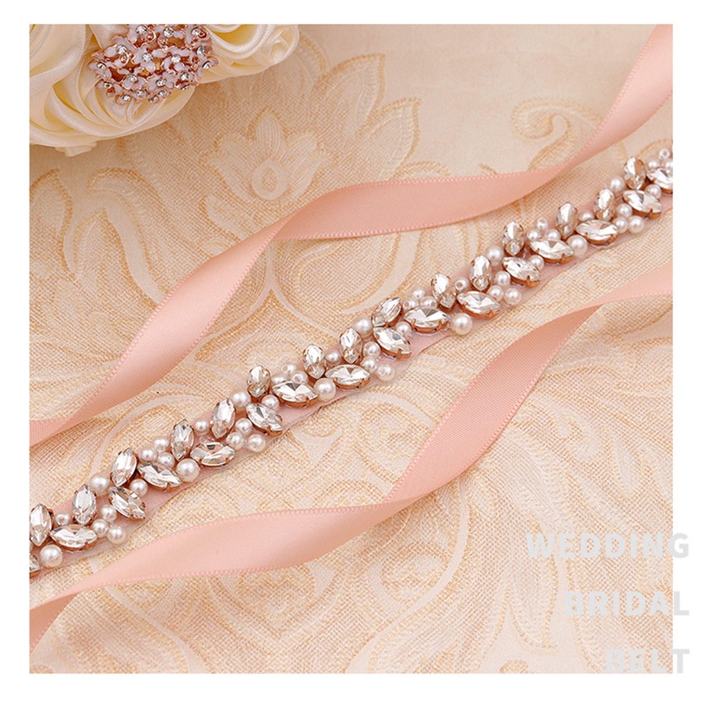 Dây Thắt Lưng Kết Hạt Ngọc Trai Cho Cô Dâu