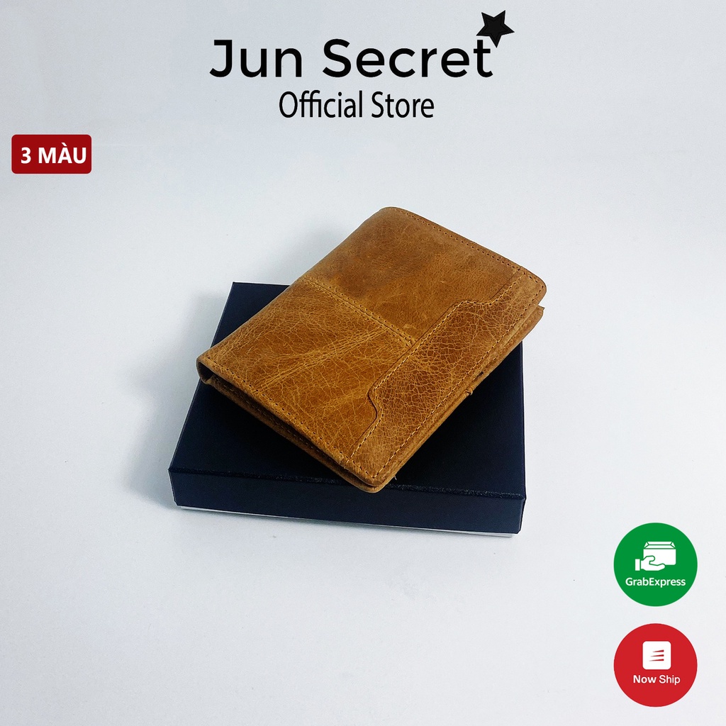 Ví da bò thật cao cấp kiểu đứng dành cho nam thương hiệu Jun Secret ND056 nhiều màu sắc