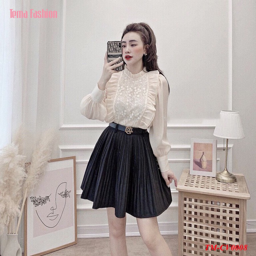 Chân váy xêp ly ngắn cạp chun TEMA dáng chữ A đai chun kèm tag | BigBuy360 - bigbuy360.vn