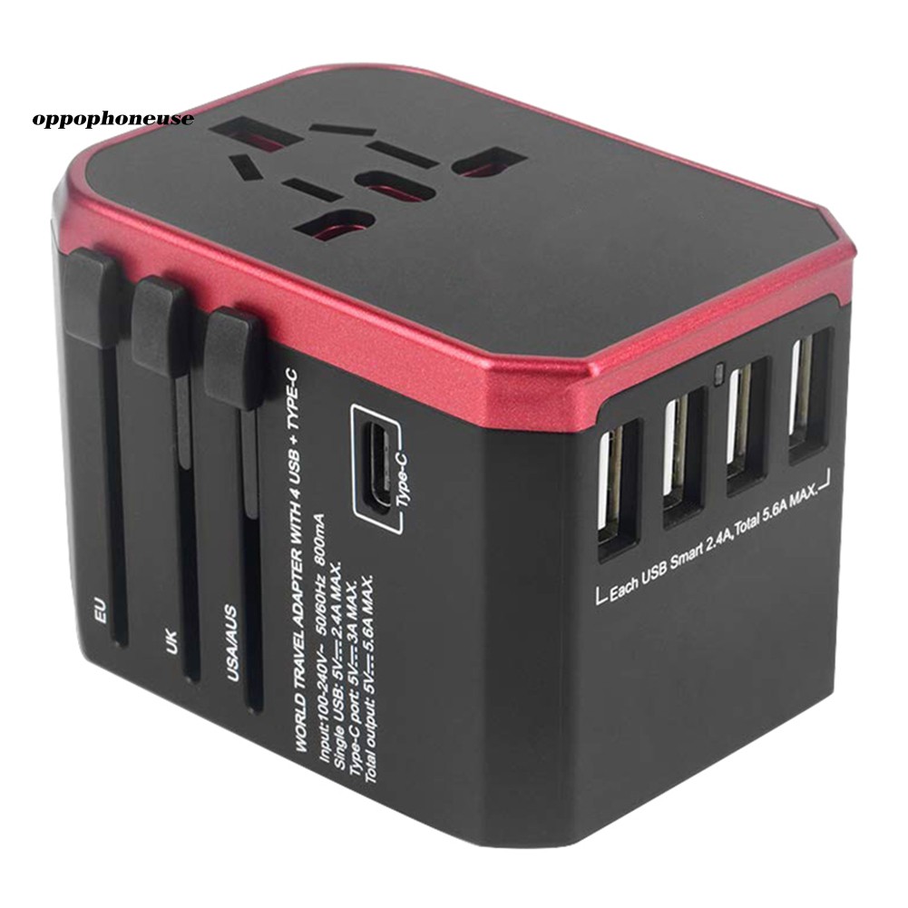 【OPHE】Universal Travel International Charger Power Plug Adapter with USB Ports Type-C