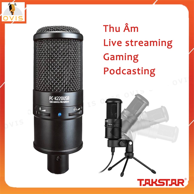 Takstar PC-K220USB - Micro Condenser Thu Âm Kỹ Thuật Số Cho Máy Tính, Điện Thoại
