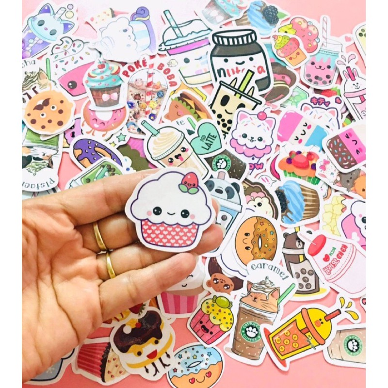 Bộ 10-50 sticker đồ ăn cực cute đáng yêu decal