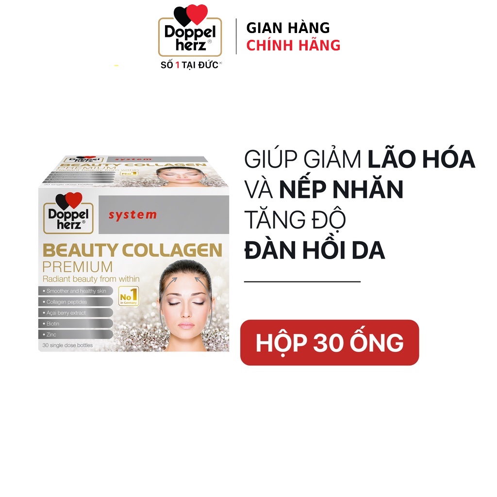 [TPCN Nhâp Khẩu] Collagen thuỷ phân chống lão hóa, đẹp da Doppelherz Beauty Collagen (Hộp 30 ống)