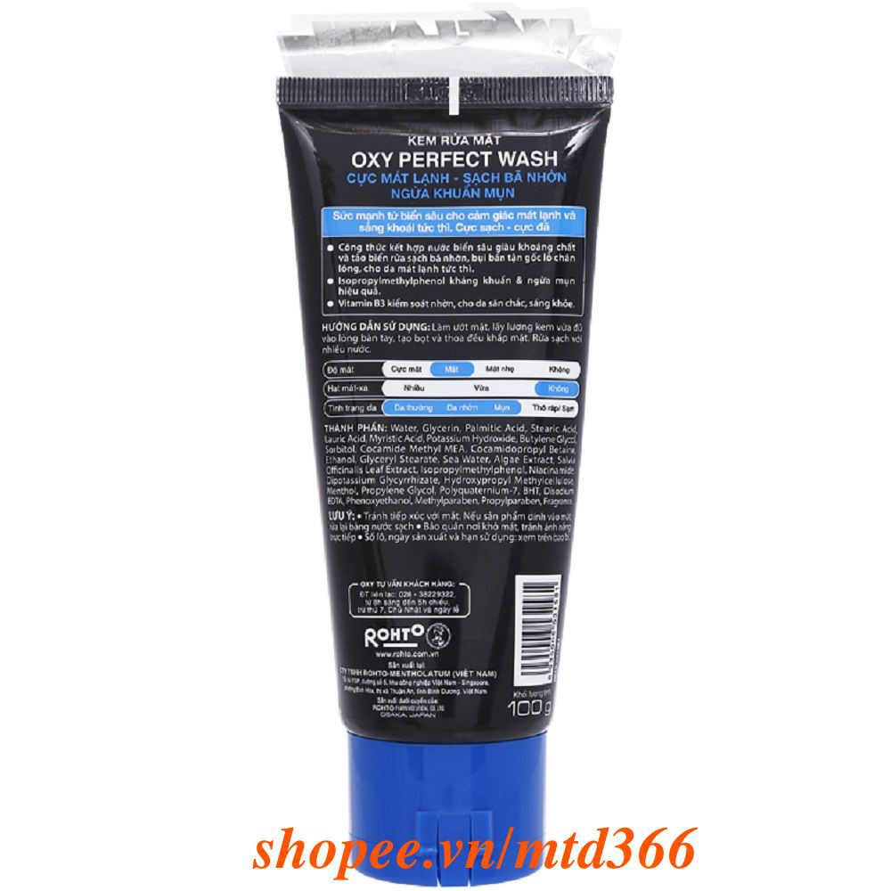 Sữa Rửa Mặt 100ml Oxy Sạch Nhờn Mát Lạnh Oxy Perfect Wash.