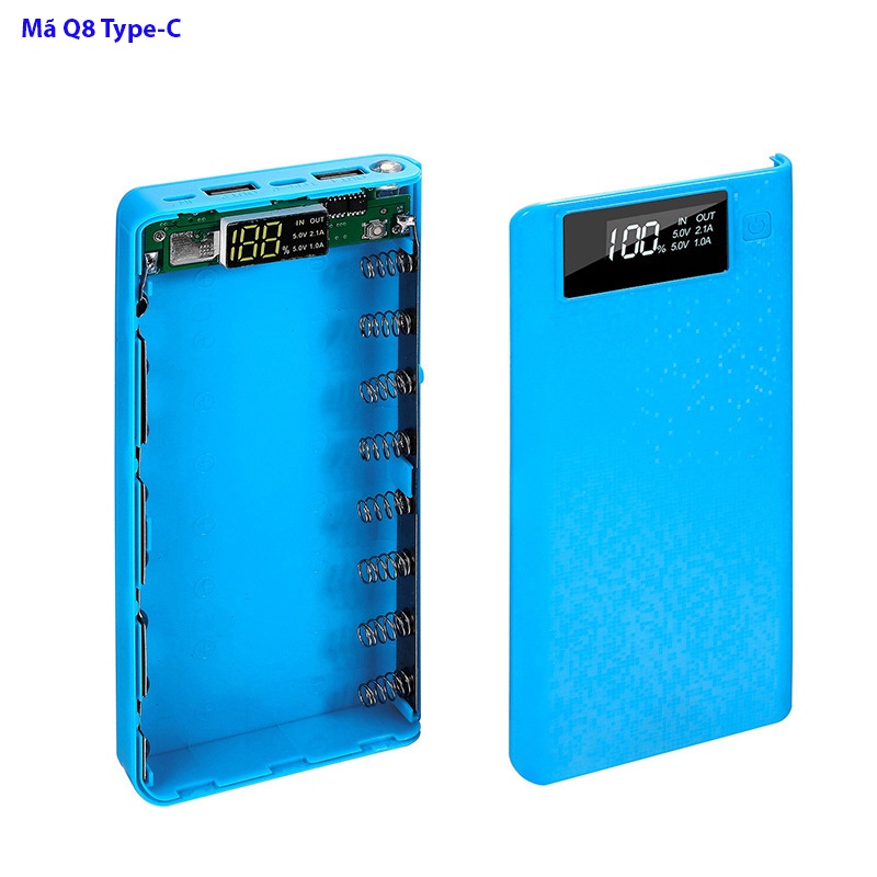 Mạch Sạc dự phòng Q8 + Box 8 cell pin 18650 không hàn - KHÔNG CÓ PIN