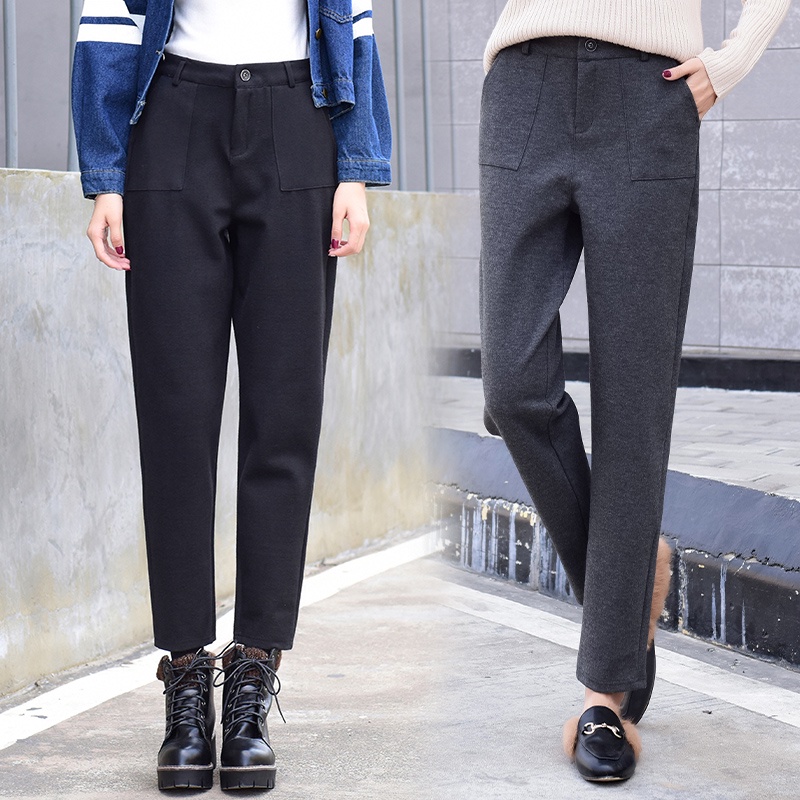 NRVP Quần Len Dài Ống Rộng Phong Cách Hàn Quốc