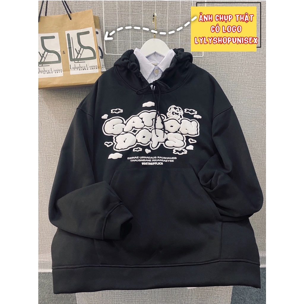 Áo nỉ hoodie Gation LylyshopUnisex, kiểu áo hoodies có mũ form rộng chất nỉ lót bông dày in chữ Gation cho nam nữ | BigBuy360 - bigbuy360.vn