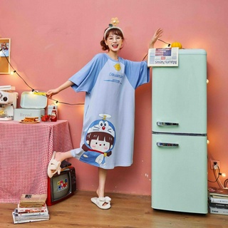 Bộ đồ ngủ tay ngắn vải Cotton mỏng thiết kế dễ thương cho nữ