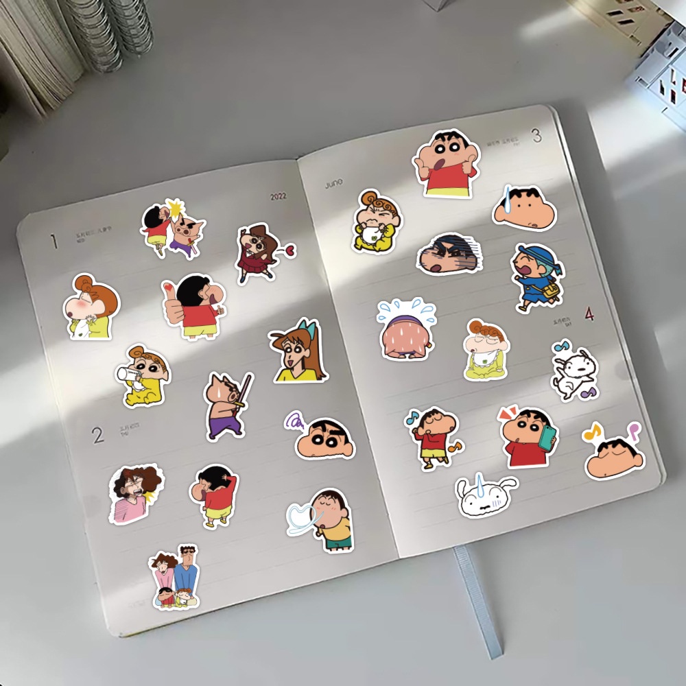 Bộ 60 Miếng Dán Trang Trí Vali/Máy Tính/Điện Thoại/Tủ Lạnh Họa Tiết Hoạt Hình Crayon Shin-Chan Nhật Bản
