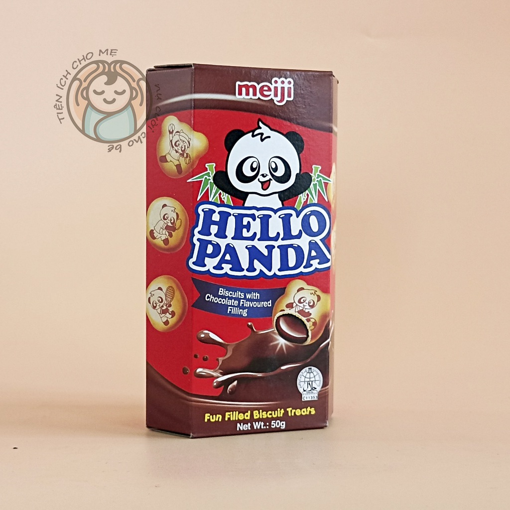 Bánh gấu nhân kem Hello Panda Meiji, bánh quy nhân kem Nhật Bản hộp 50g vị sữa/ dâu/ chocolate
