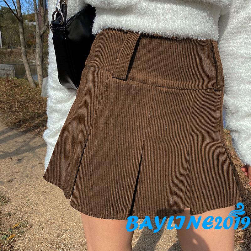 Chân Váy Lưng Cao Màu Trơn Lưng Cao Thời Trang Cho Phụ Nữ