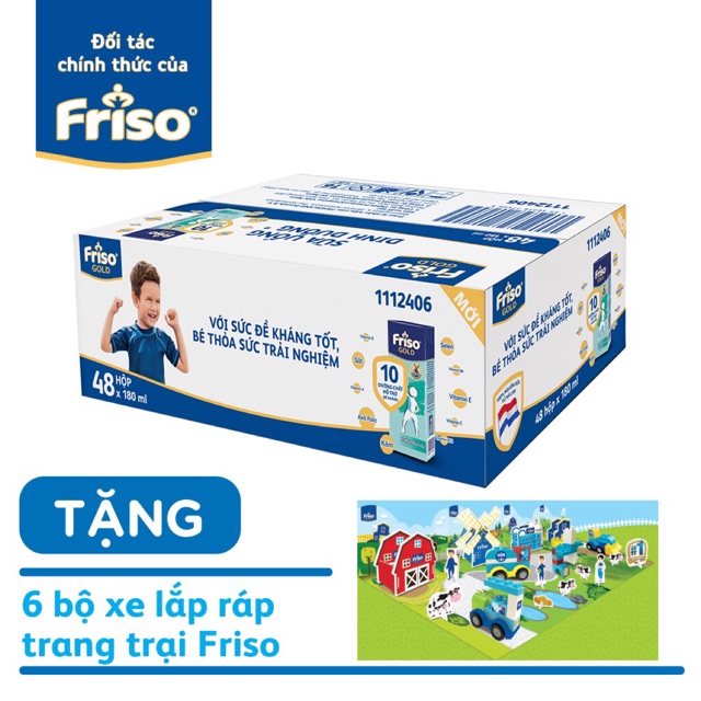 [Nhập MKBCFCV09 giảm 5% đơn 500K] Thùng 48 Hộp Sữa Bột Pha Sẵn Friso Gold 180ml ( tặng quà)