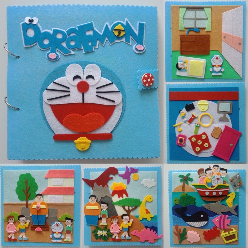 Sách vải doraemon (Hình thật 100%)- Những chuyến phiêu lưu của Nobita - Đồ chơi Sách vải Doremon- Tulip STore Handmade