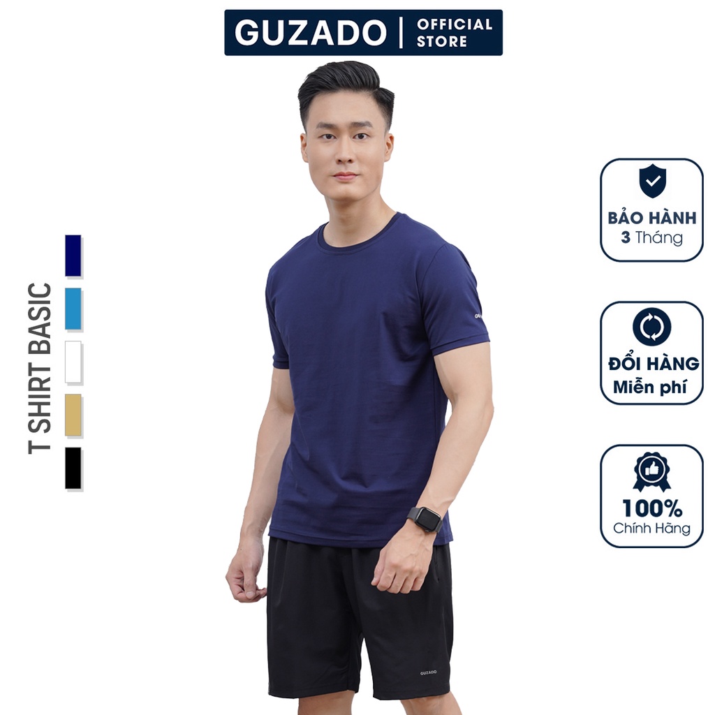 Bộ Quần Áo Nam Thể Thao Cộc Tay Guzado Chất Cotton Co Giãn 4 Chiều,Vận Động Thoải Mái,Mẫu Mới Nhất 2022 BTTCT2201