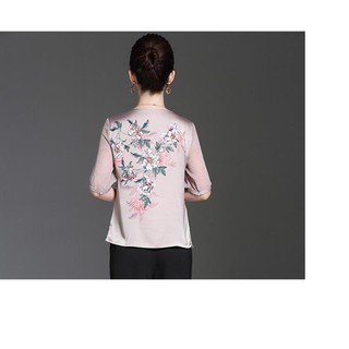 Áo lụa trung niên tay voan cao cấp
