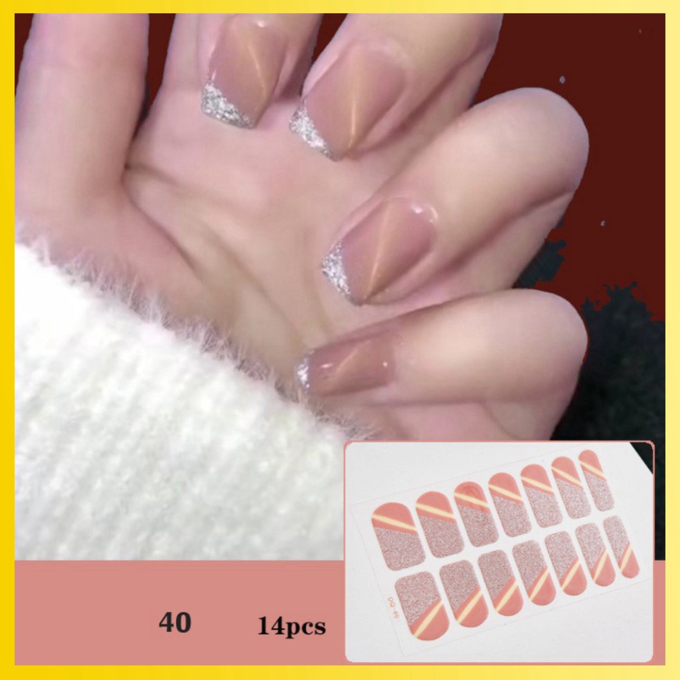 [Sẵn Hàng] [Mới] Bộ dán móng tay nail sticker gồm 14 móng, không thấm nước, có độ đàn hồi tốt MTQH30D40