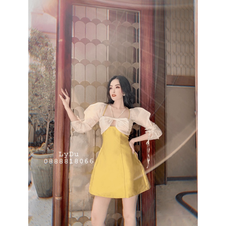 ĐẦM TAFTA PHỐI NƠ DỰ TIỆC HÀNG THIẾT KẾ CHANH SẢ (HÀNG QUẢNG CHÂU)