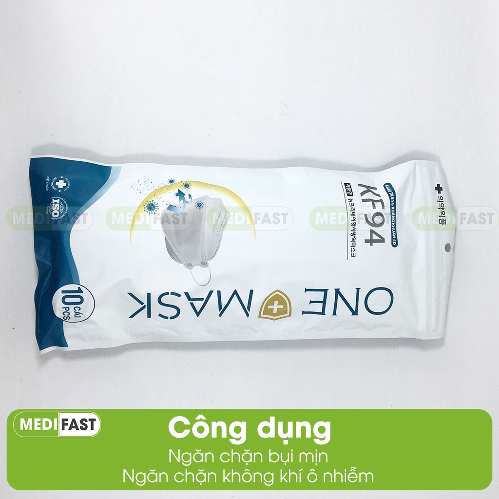 Khẩu trang KF94 công nghệ 4D Hàn Quốc, khẩu trang y tế chống bụi kháng khuẩn