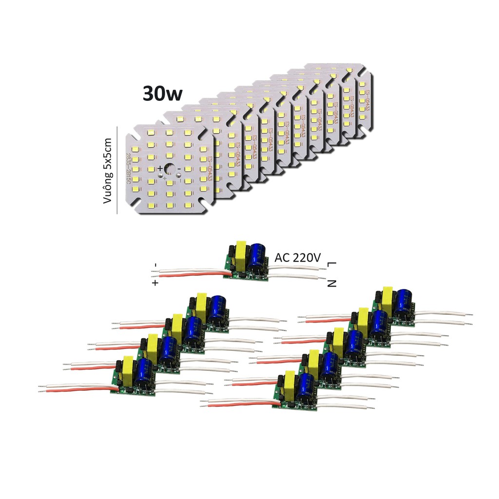 10 Bảng bo vỉ mạch Led 30w 30 mắt chip Led 2835 siêu sáng + nguồn driver AC220V MLC-30x