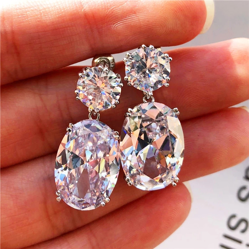 1 Đôi Bông Tai Đính Đá Zircon Thanh Lịch Dành Cho Nữ