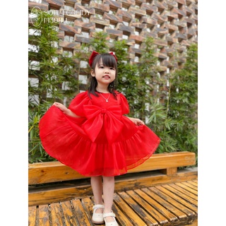 Váy đầm đỏ Noel ,đầm Tết đỏ cho bé gái Sofia candy SANG XỊN