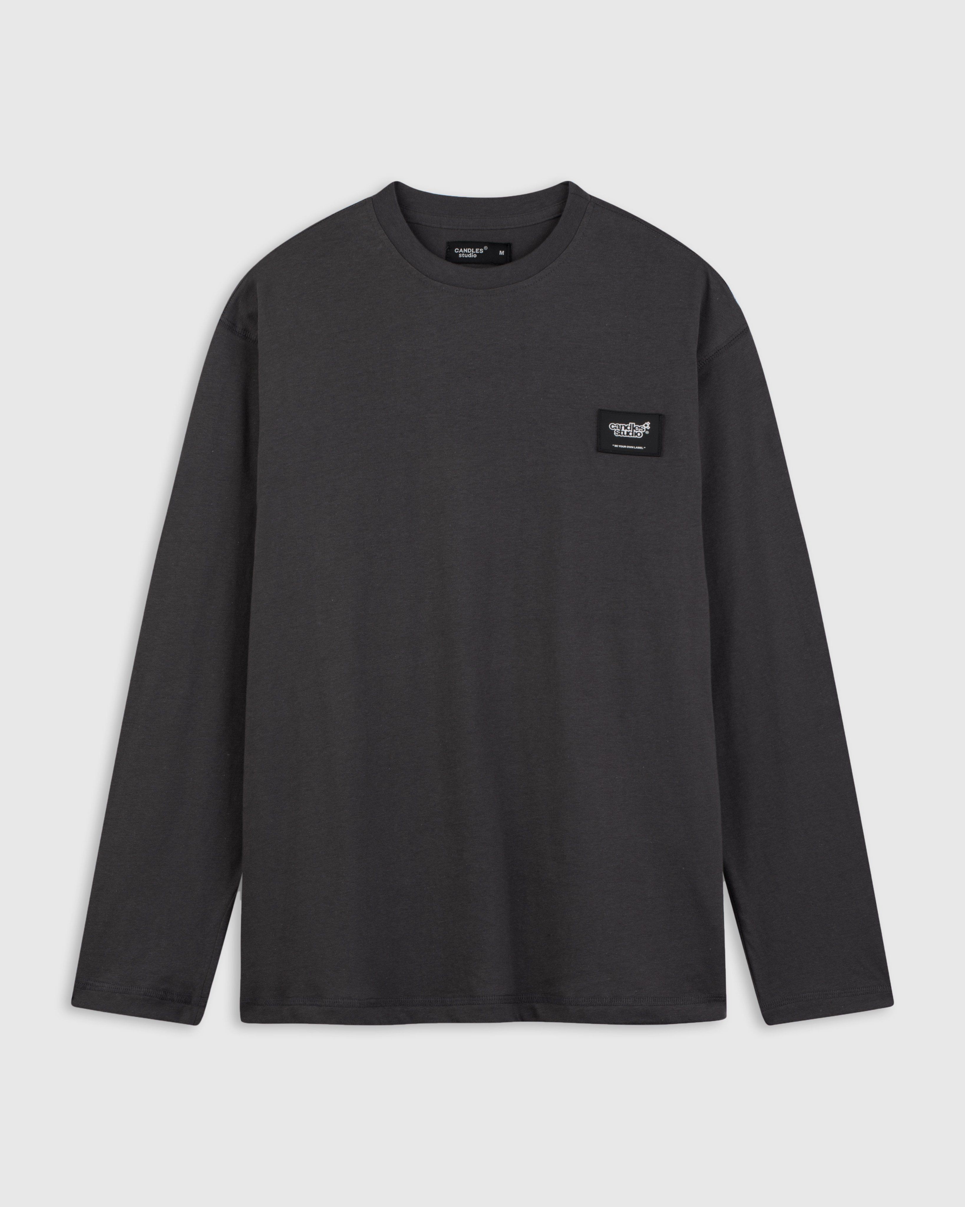 Áo thun dài tay Candles Studio Logo trước xám