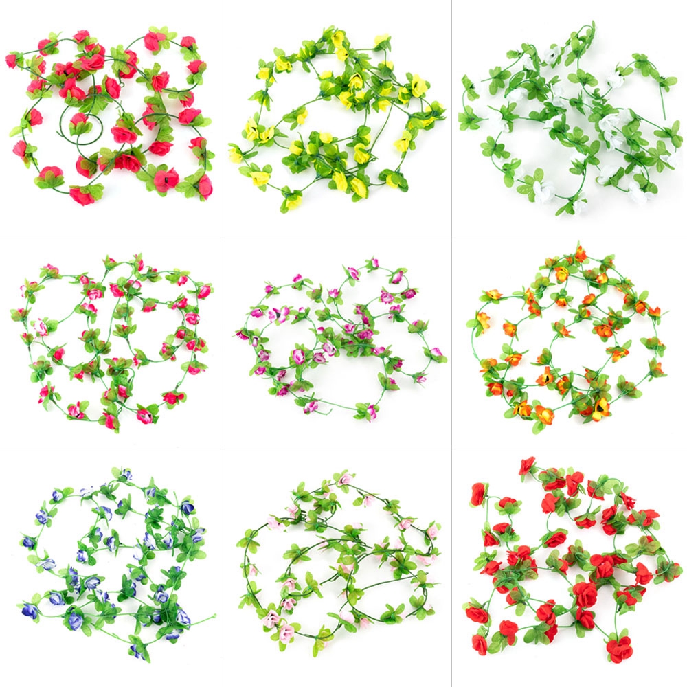 2.2m Dây Hoa Hồng Giả Trang Trí Nhà Cửa