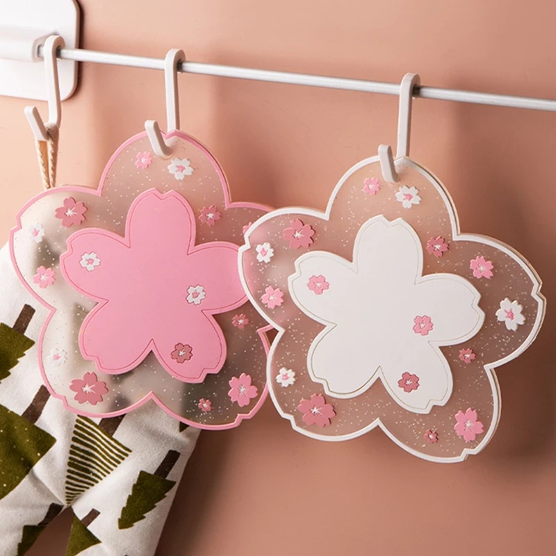 Đế Lót Ly Chống Trượt Cách Nhiệt Hình Hoa Anh Đào