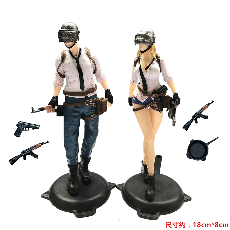 4 PCS/SET 18cm PUBG Game Playerunknown's Battlegrounds Eat Chicken Action Figure Toys Doll Cake Decoration