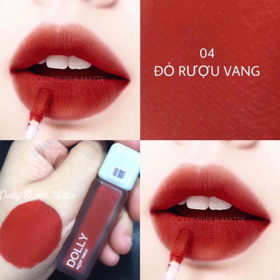 New 2021 [04 Đỏ R.ư.ợ.u Vang] Son Kem Lì Dolly Super Matte Không Chì Màu Đỏ R.ư.ợ.u Vang | BigBuy360 - bigbuy360.vn