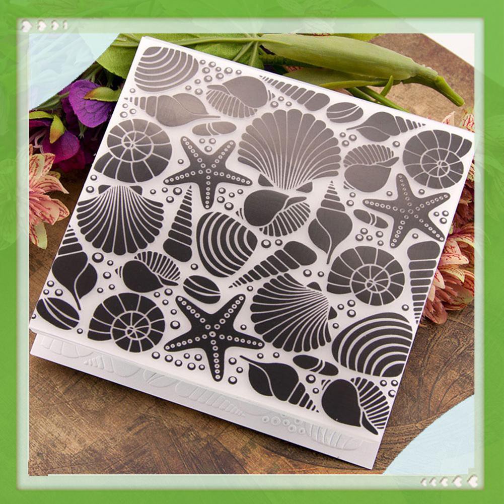 AIGONI Conch Shell Print DIY Scrapbook Plastic Embossing Template Folder Stencil