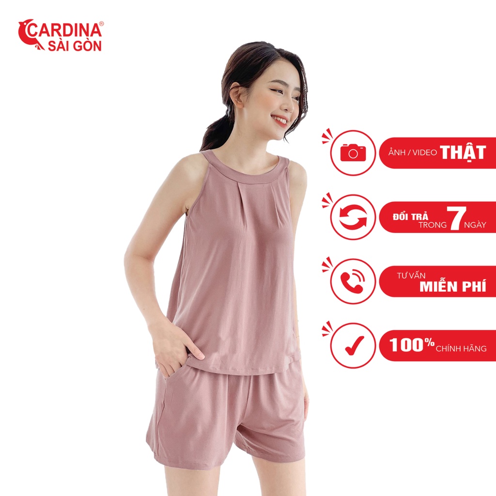 Bộ Đồ Nữ Mặc Nhà 𝐂𝐀𝐑𝐃𝐈𝐍𝐀 Sài Gòn Cổ Yếm Chất Cotton Nhật Cao Cấp Thoáng Mát Giúp Nàng Tự Tin Quyến R