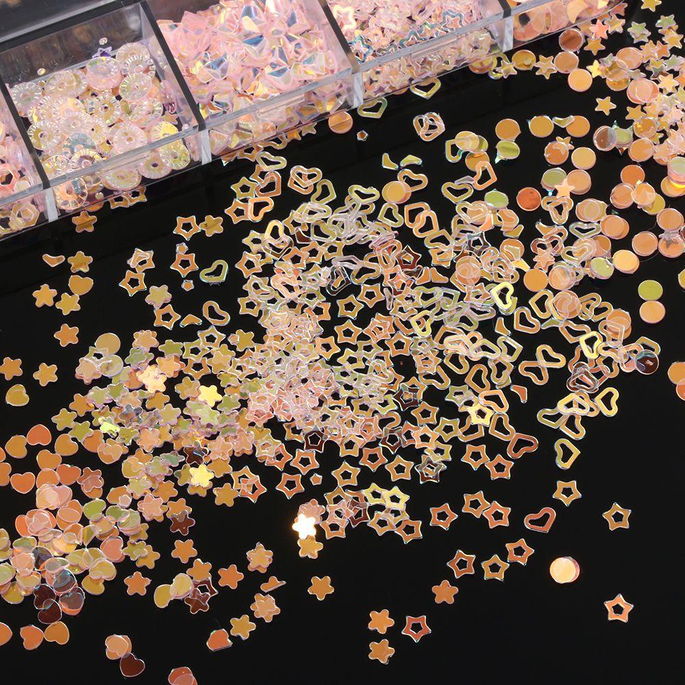 XIANTIN Set 12 Hộp Kim Sa Trong Suốt Đính Móng Nghệ Thuật