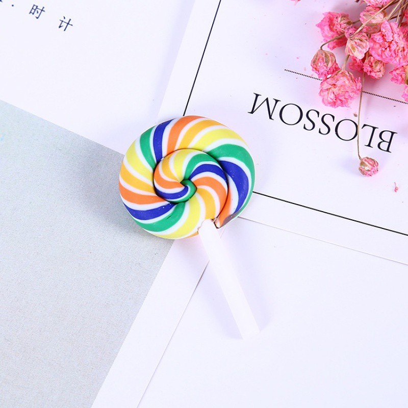 Set 10 Phụ Kiện Trang Trí Điện Thoại/Túi Đựng Hình Kẹo Mút Bằng Gốm Mềm DIY