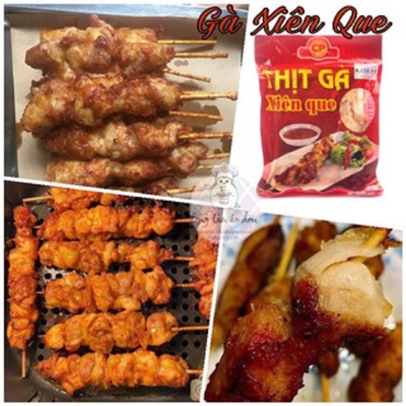 Thịt gà xiên que hãng CP ăn vặt chiên, nướng thơm phức, ngọt thịt chế biến tại nhà ( túi 11 xiên - 500gr )