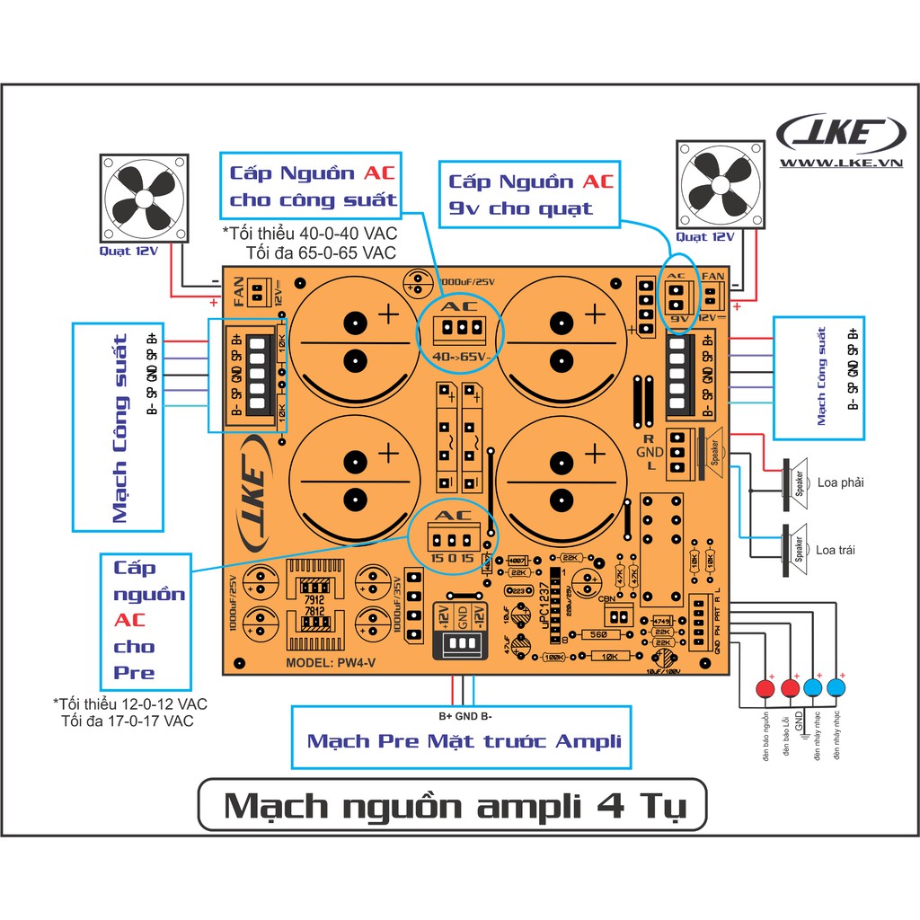 Mạch nguồn 4 tụ LKE