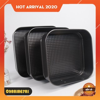 Bộ 3 khuôn nướng bánh hình vuông chống dính đế rời có khóa 20/22/24cm