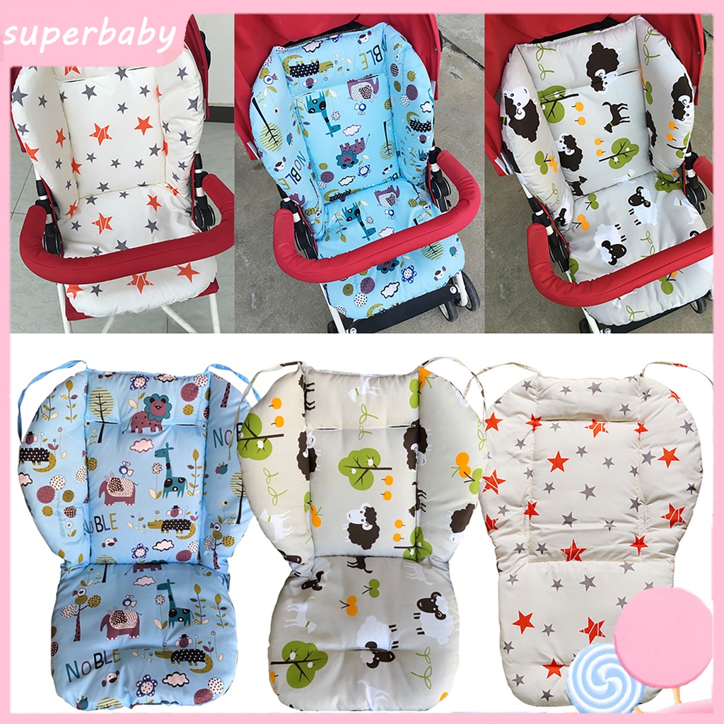Đệm lót ghế xe đẩy chất liệu cotton in họa tiết dễ thương có thể gấp gọn tiện dụng cho bé