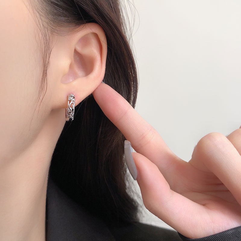 Bông tai tròn bạc ý 925 khắc rồng bạc ta tốt nam nữ
