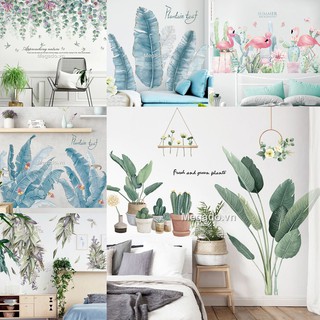 Decal dán tường nhiều mẫu lá xanh cây xanh hàn quốc [D17-1012]
