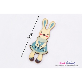 *[Set 5c] Thỏ gỗ vintage cỡ 5cm x 2.1cm làm phụ kiện trang trí, phụ kiện tóc, phụ kiện thời trang, DIY, handmade