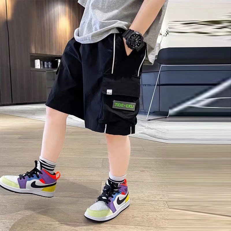 Quần short BXPB cotton dáng suông rộng phối túi lớn thoải mái cá tính cho bé trai 3-15 tuổi