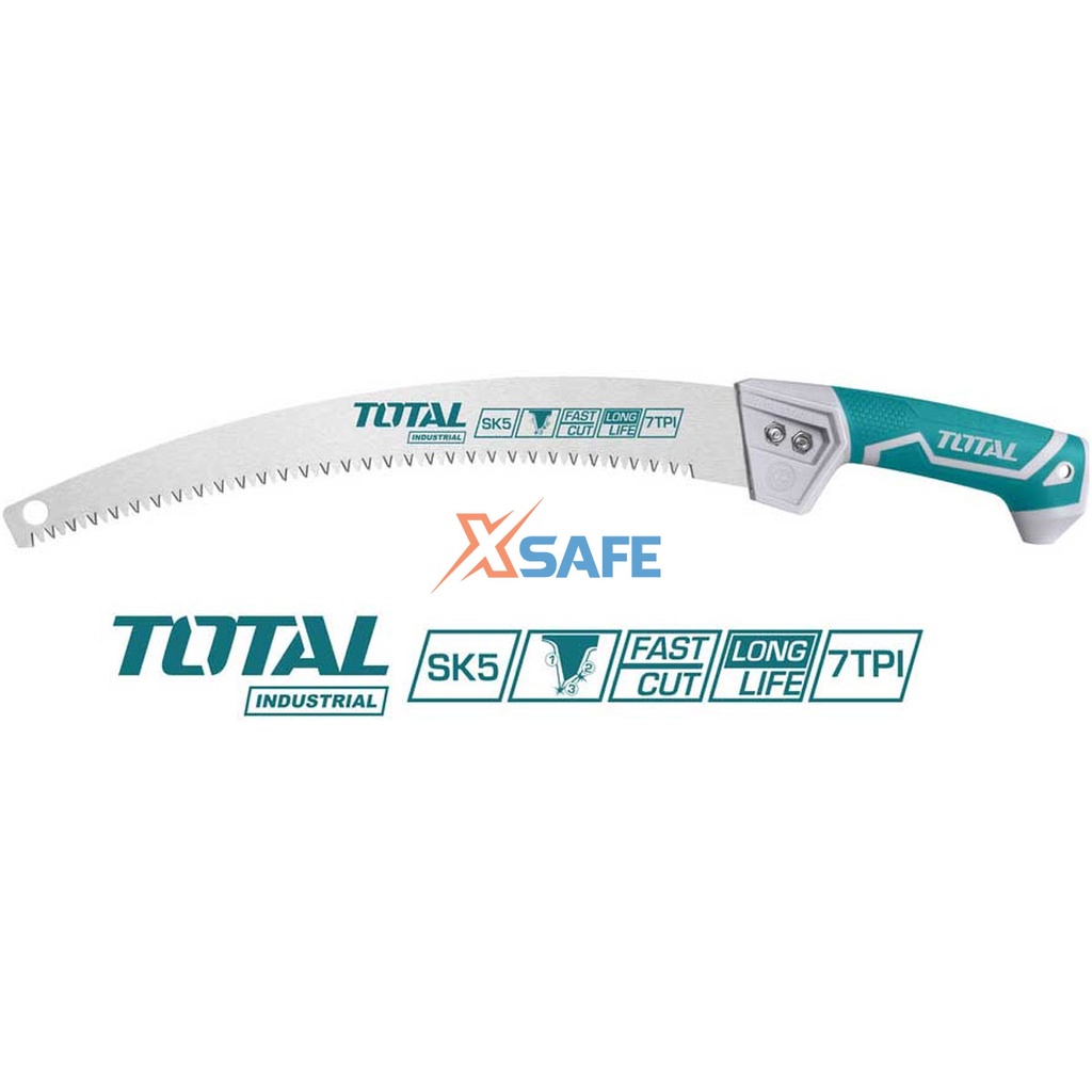 Cưa tỉa cầm tay lưỡi cong TOTAL THT51133026 13inch Cưa gỗ chuyên dụng siêu sắc bén, lưỡi cưa mangan SK5 chống cong gãy