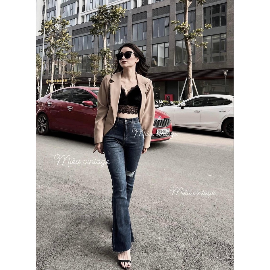 Quần Jean Ống Loe Rách Gấu Nữ Co Giãn Cắt Gấu [ CÓ ẢNH THẬT]  Quần Bò Ống Bó Cạp Cao | BigBuy360 - bigbuy360.vn