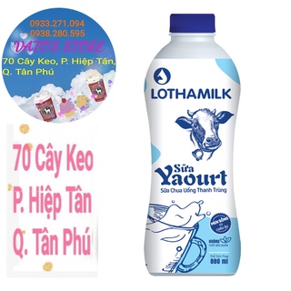 Sữa chua uống thanh trùng Long Thành Lothamilk 880ml có đường /  Yaourt Long Thành Lothamilk 880ml