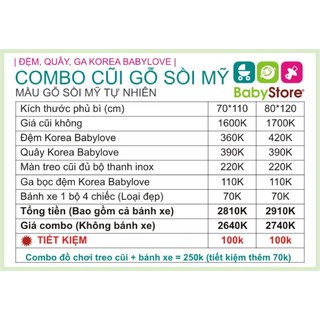 Cũi gỗ sồi Mỹ - 70 x 110cm