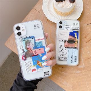 Hasgtag Ins Style iPhone 11 Case 11 Pro Max XR XS 7 8 Plus Mobile Phone Case Cool European Funny Label Clear Phone Cover Lovely Couple Casing Transparent Shockproof Soft Shell